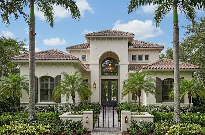 Mediterranean style estate with iron entry gate